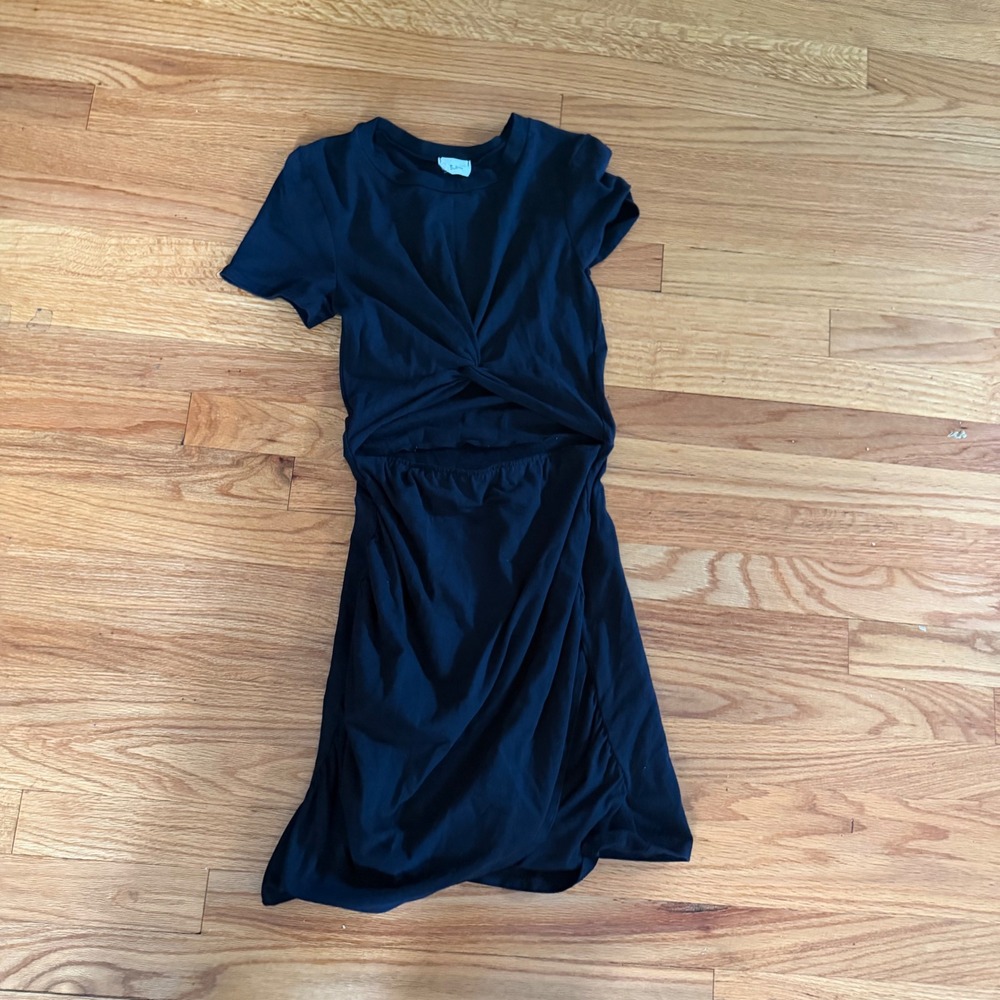 Le Lis Twist Front Cutout Mini Dress Small Black Cotton Jersey